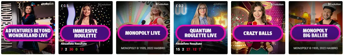 Spielangebot bei PARTYCASINO