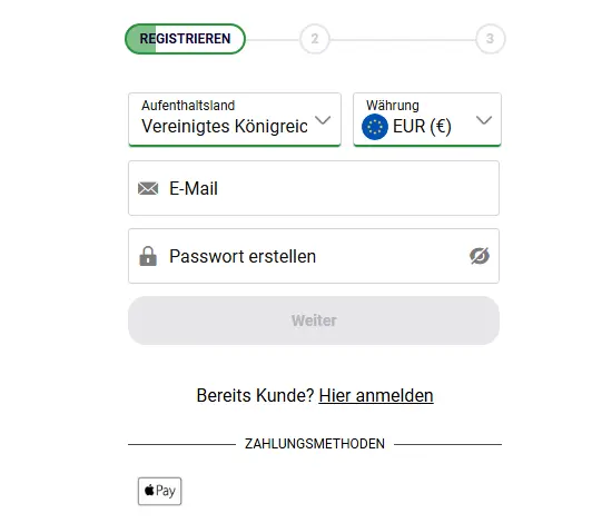 Registrierung im PARTYCASINO
