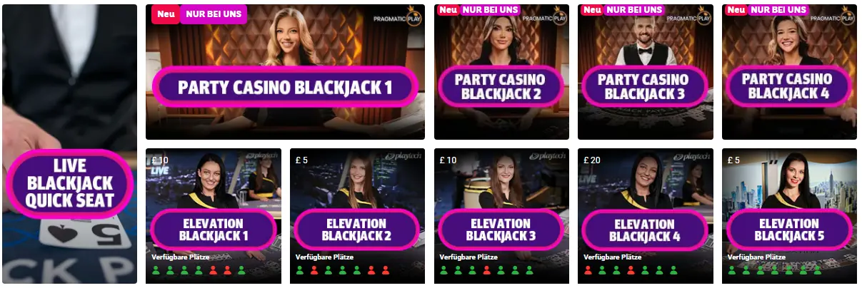 Studios und Anbieter PARTYCASINO